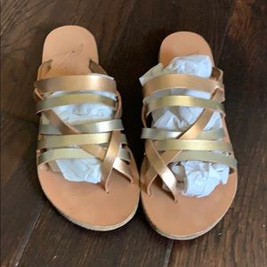 Ancient Greek flat metallic gaia sandal